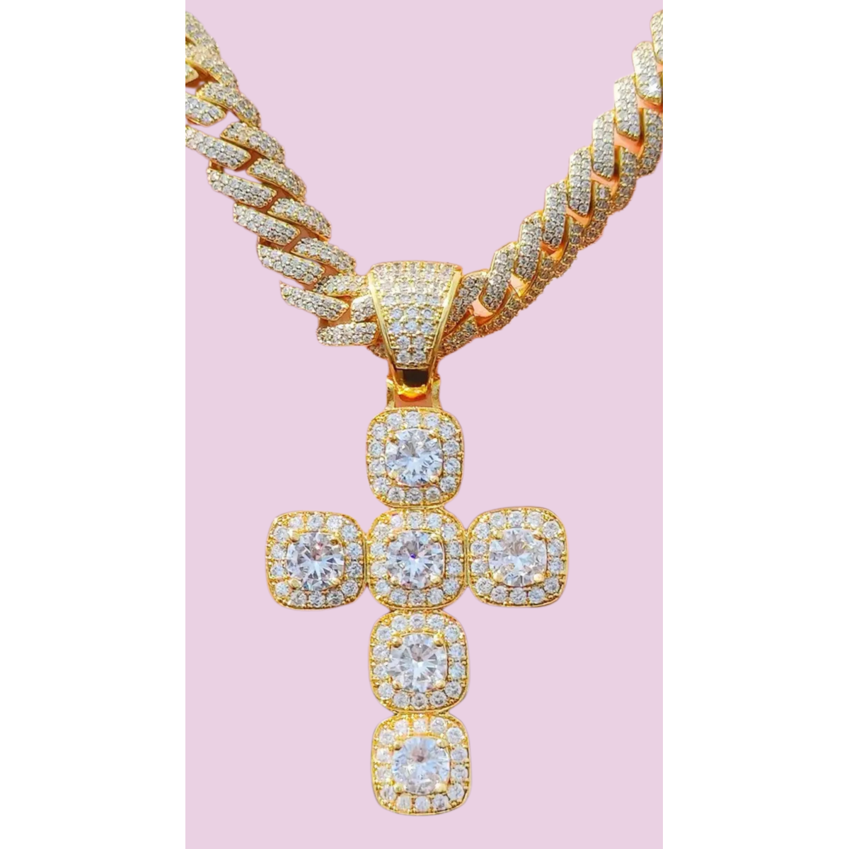 Iced Out Hip Hop Stainless Steel Cross Necklace