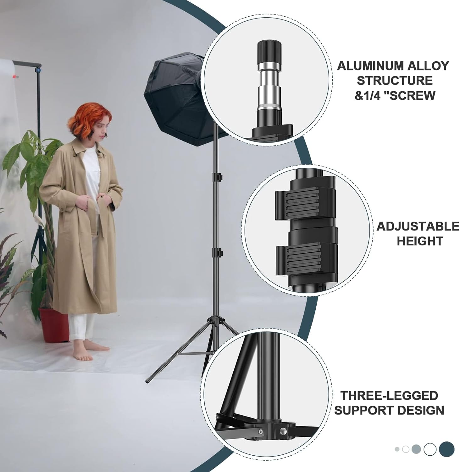 EMART 7ft Light Stands 2-Pack – Aluminum Tripods with Case for Studio Gear