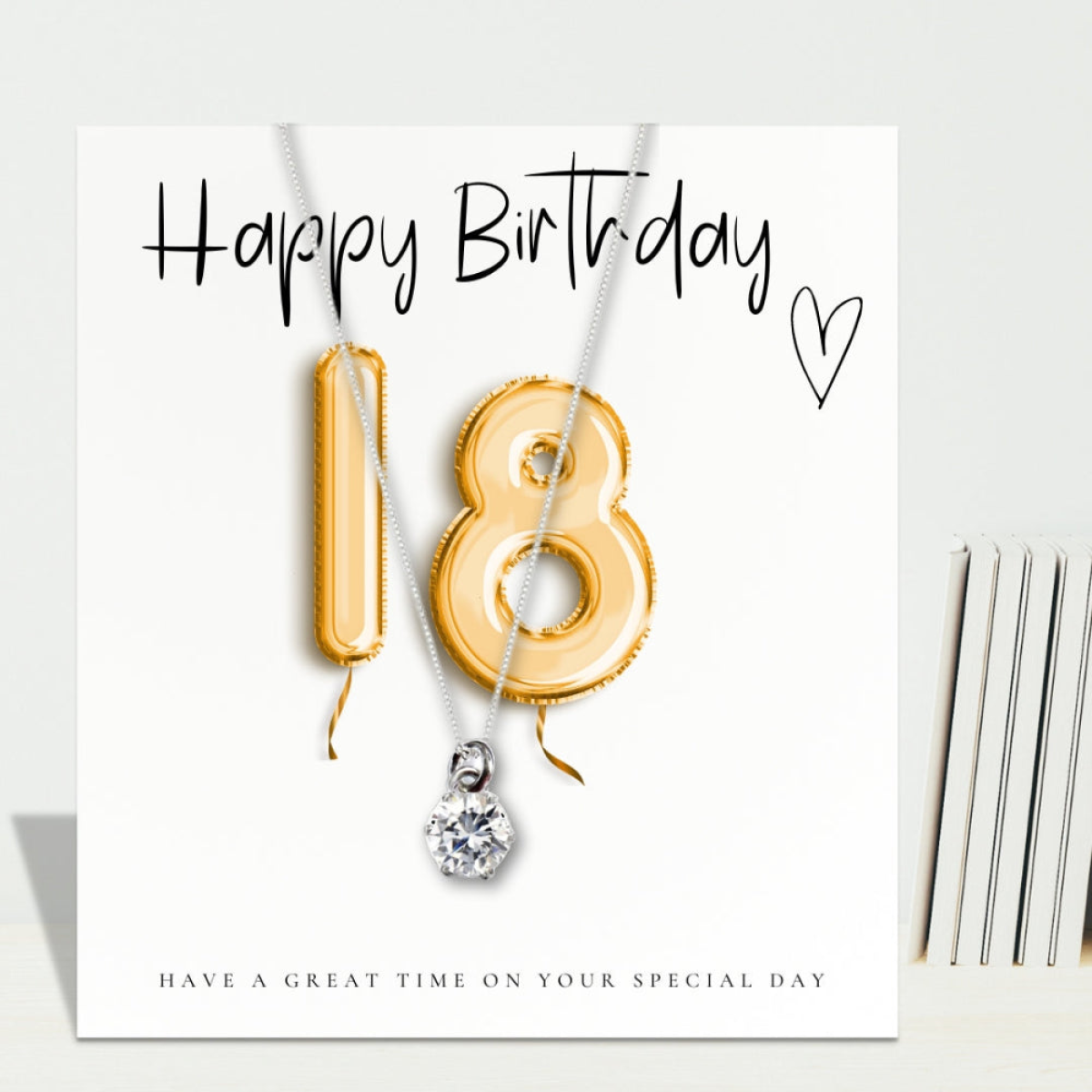 Small 18th Birthday Gold Balloons Gift Necklace Hamper | Girls 18th Birthday Candle Gift UK
