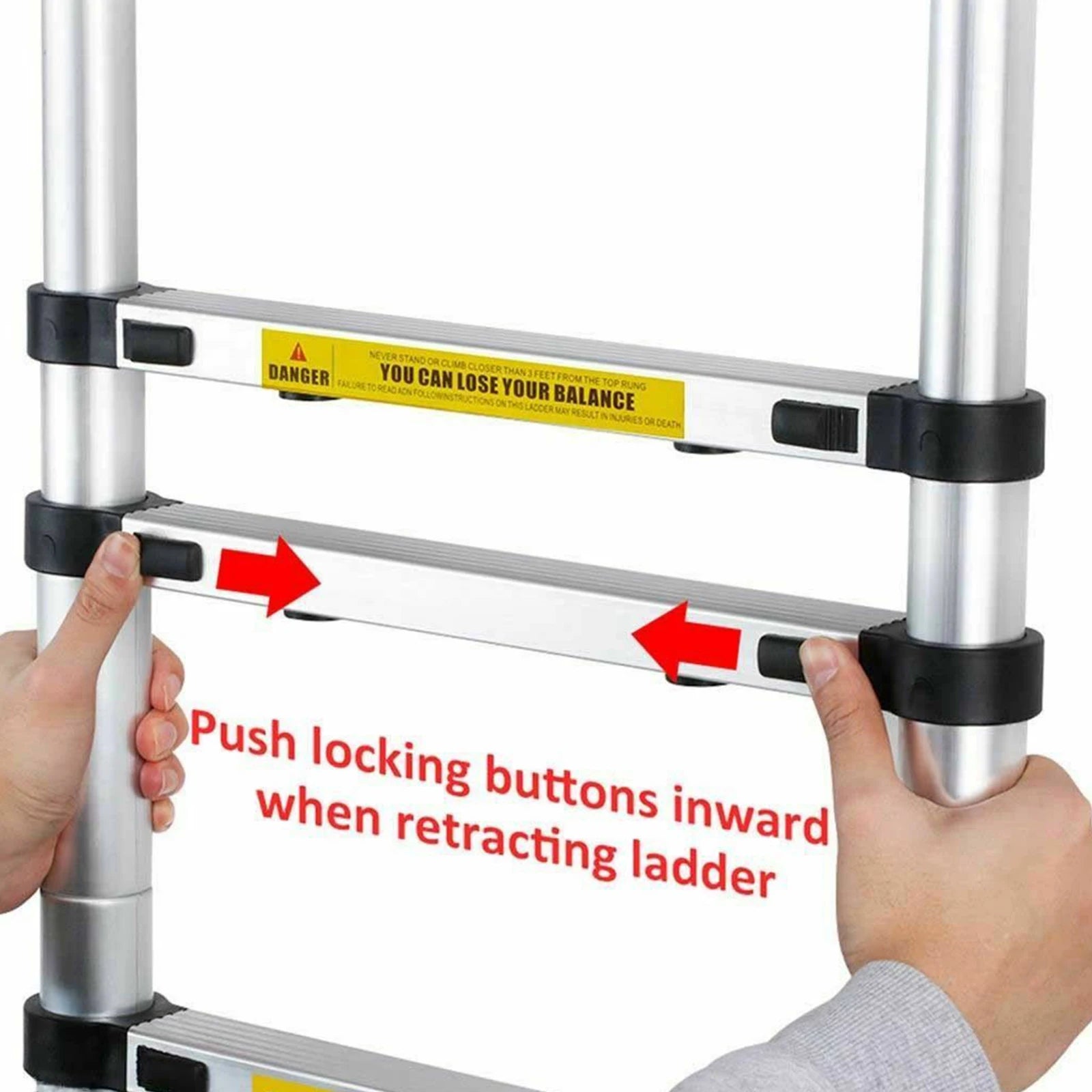 Telescopic Ladder 2.6m-6.2m, Portable Extendable Multi-Purpose Folding Aluminium Ladder Heavy Duty Extension Step