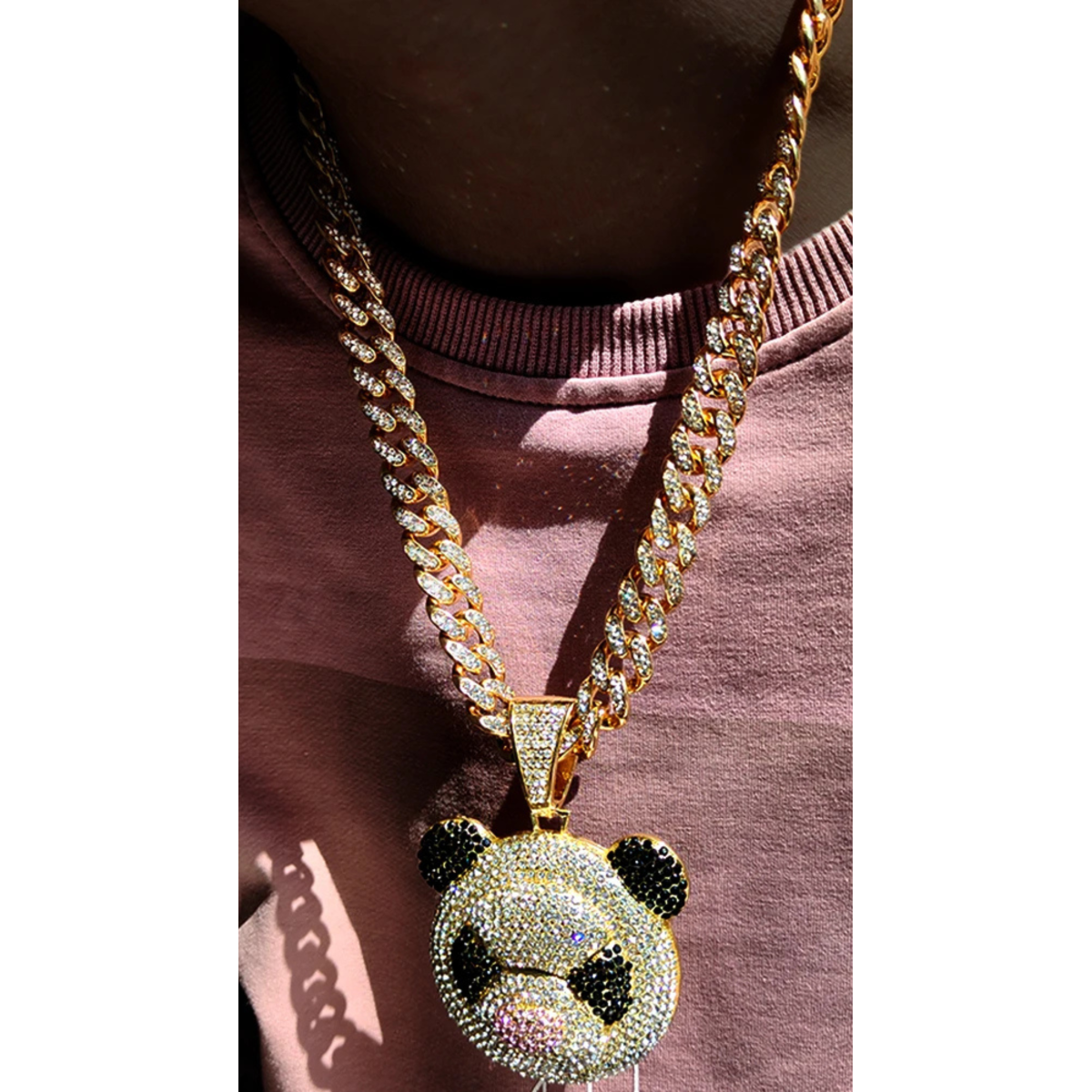 Iced Out Crystal Bling Panda Pendant Chain