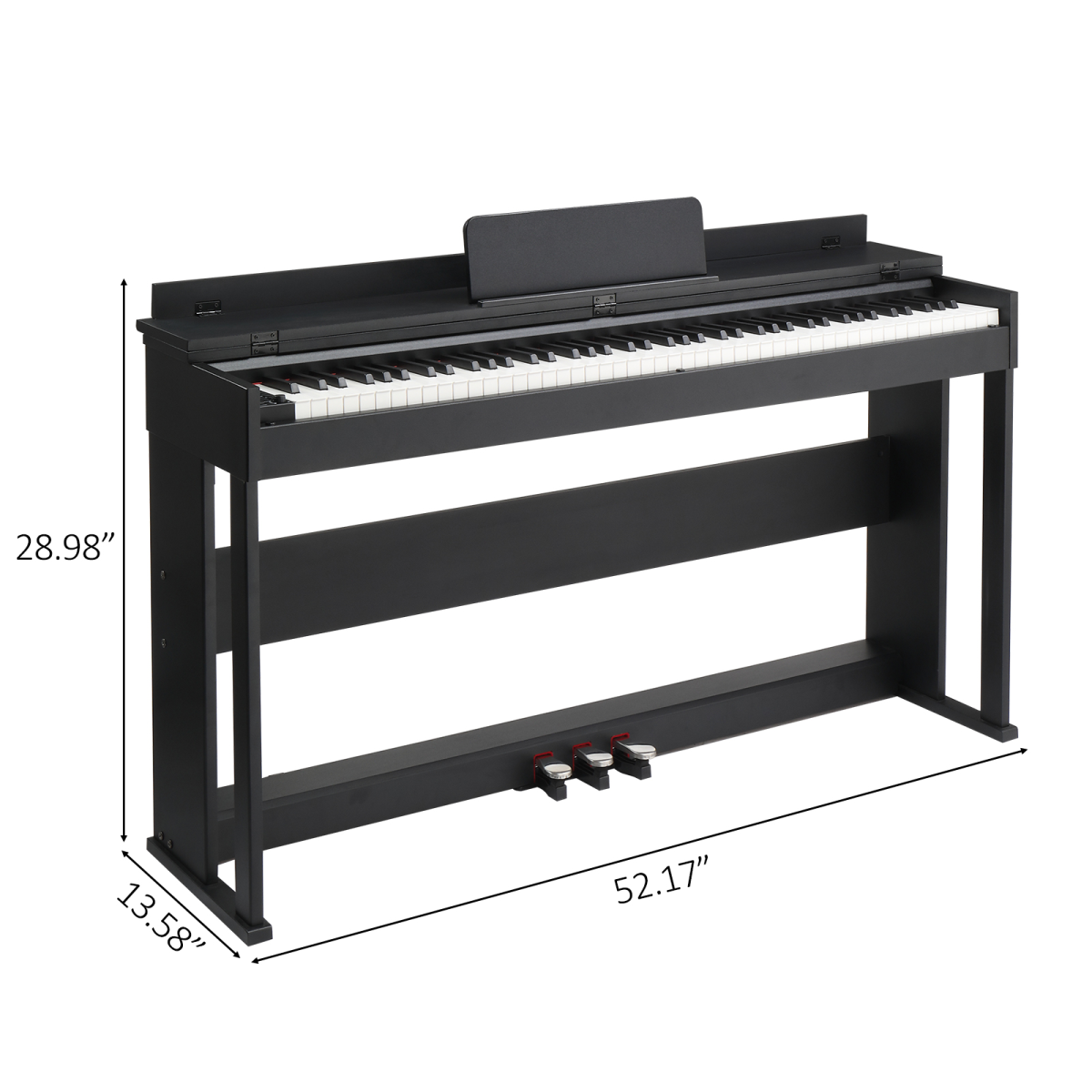 GDP-205S01 88 Keys Home Digital Piano Full Weighted Action Flip Type Keyboards with Furniture Stand, Power Adapter, Triple Pedals, Headphone,for All Experience Levels Black