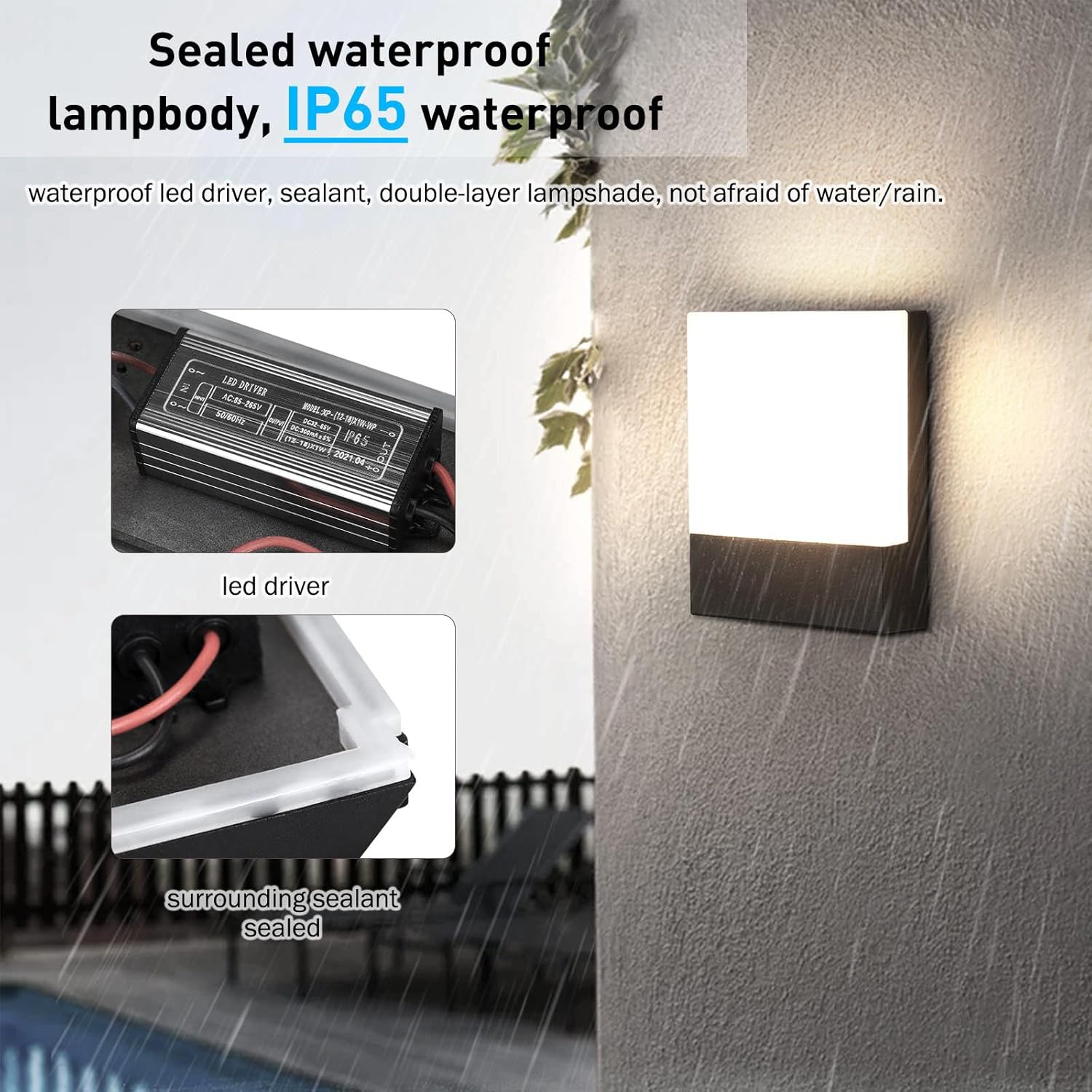 Outdoor Wall Light 18W Waterproof IP65 Sconce Warm White Black Lightsjoy