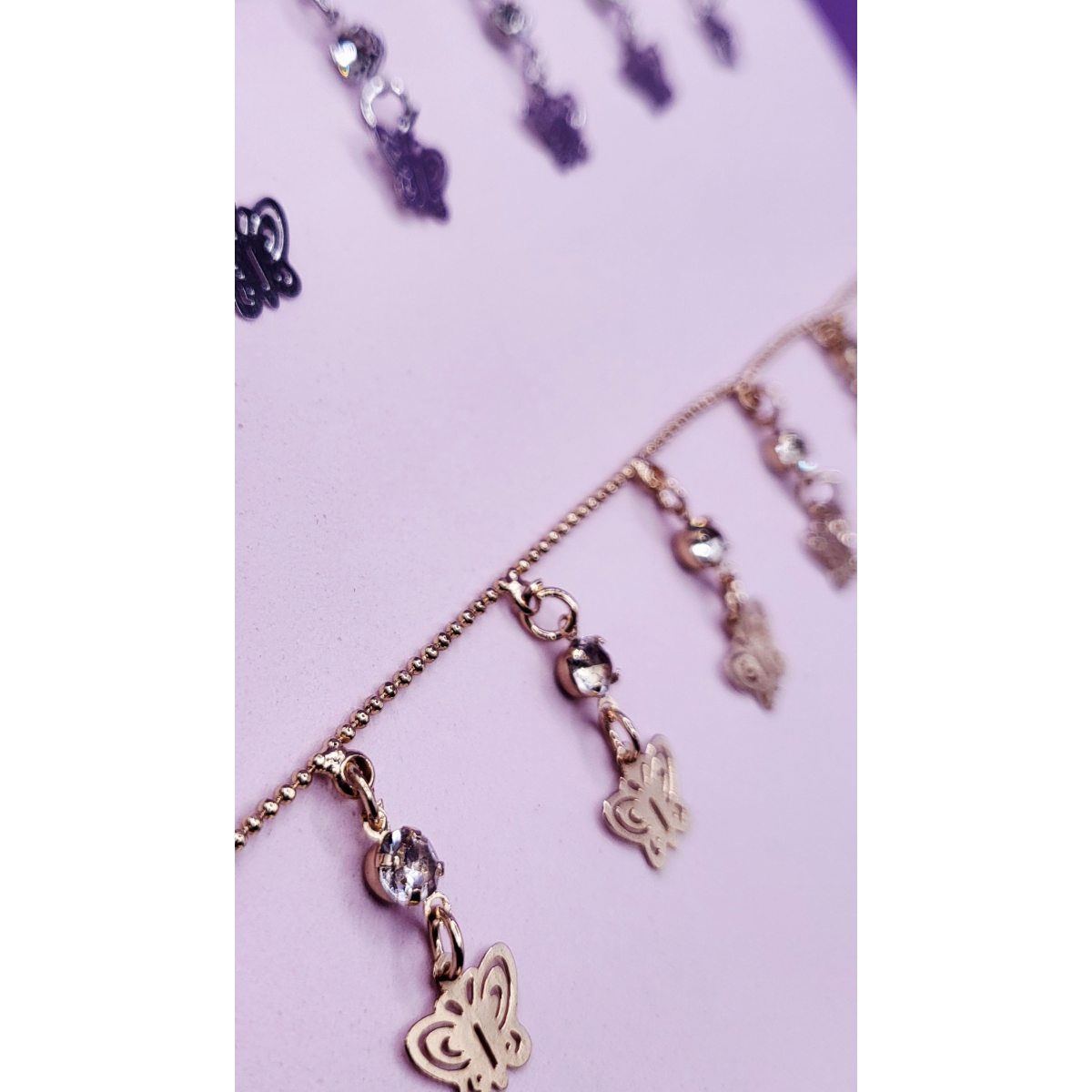 Crystal Butterfly Charm Anklet