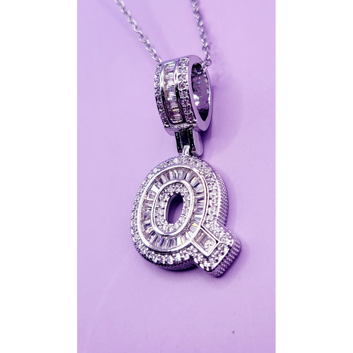 Crystal Initial Necklace Letter Q