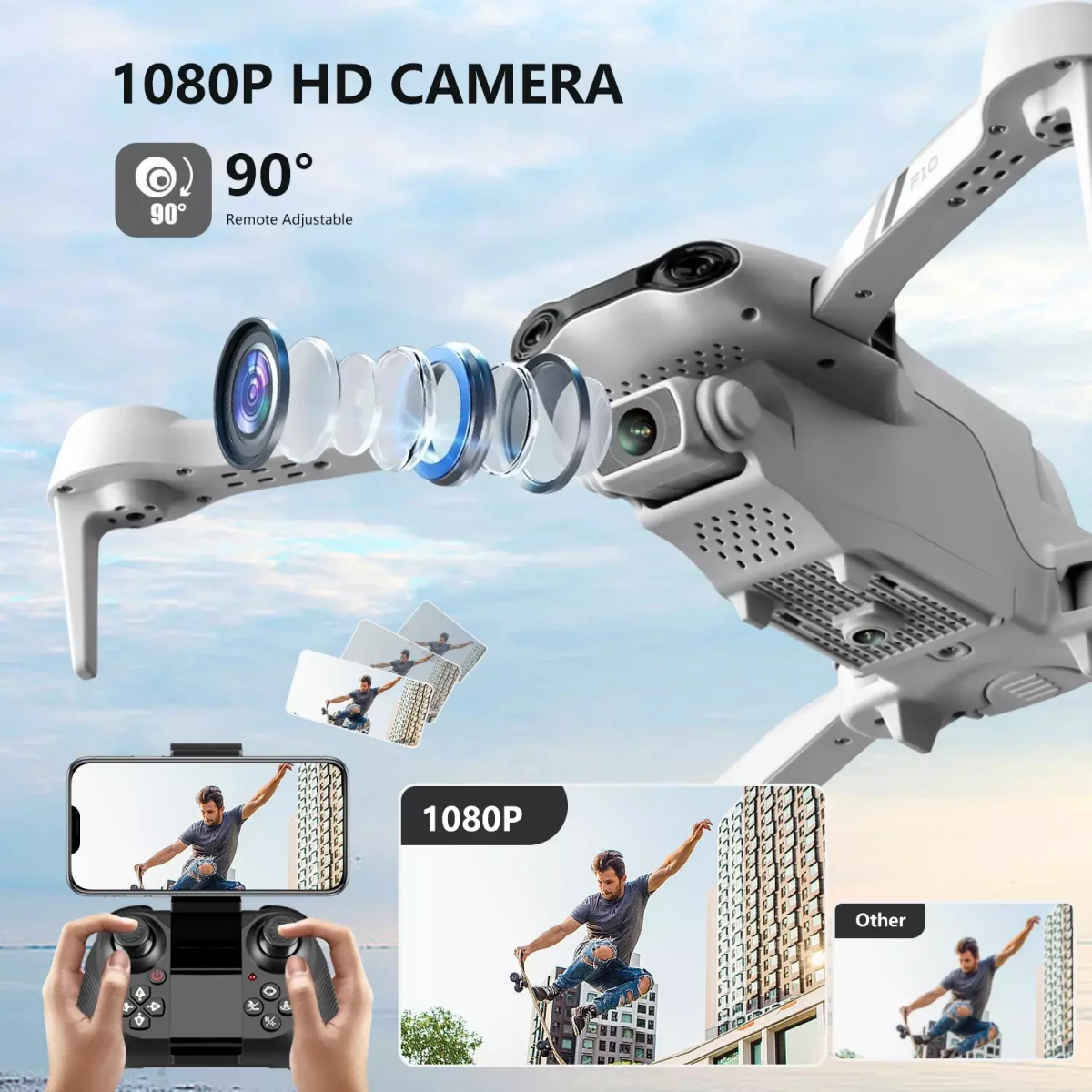4DRC F10 Foldable Drone with Camera WIFI FPV for Adults,1080P HD FPV Live Video RC Quadcopter,Logistics is randomly sent by UPS/USPS/EVRI/ROYAL MAIL