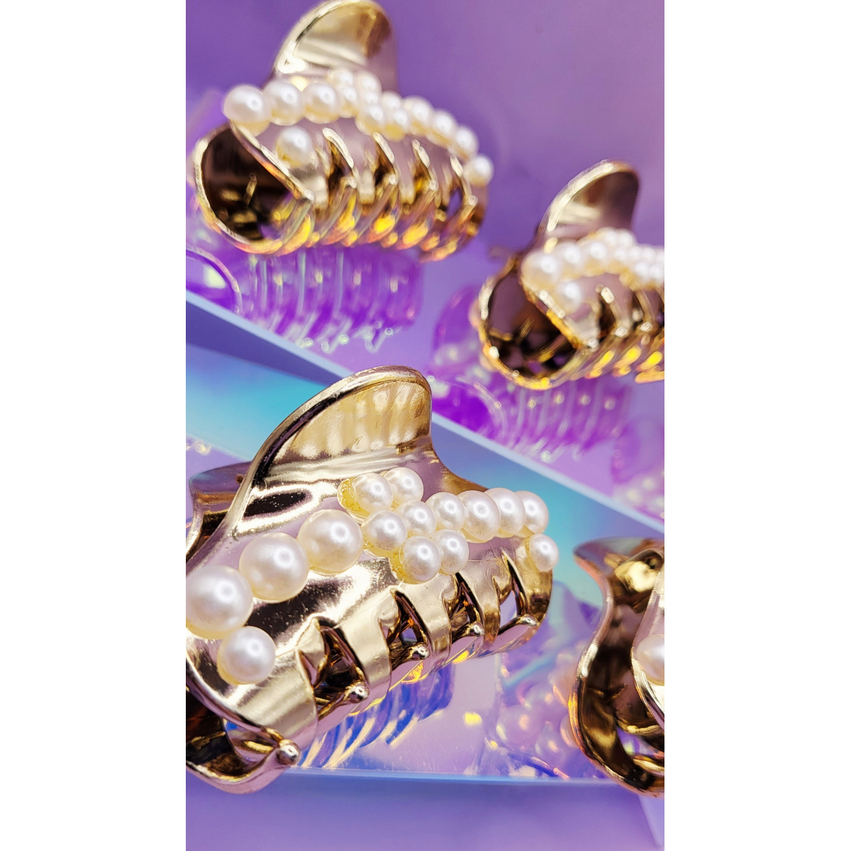 Shiny Gold Pearl Hair Clamps Pack of 12