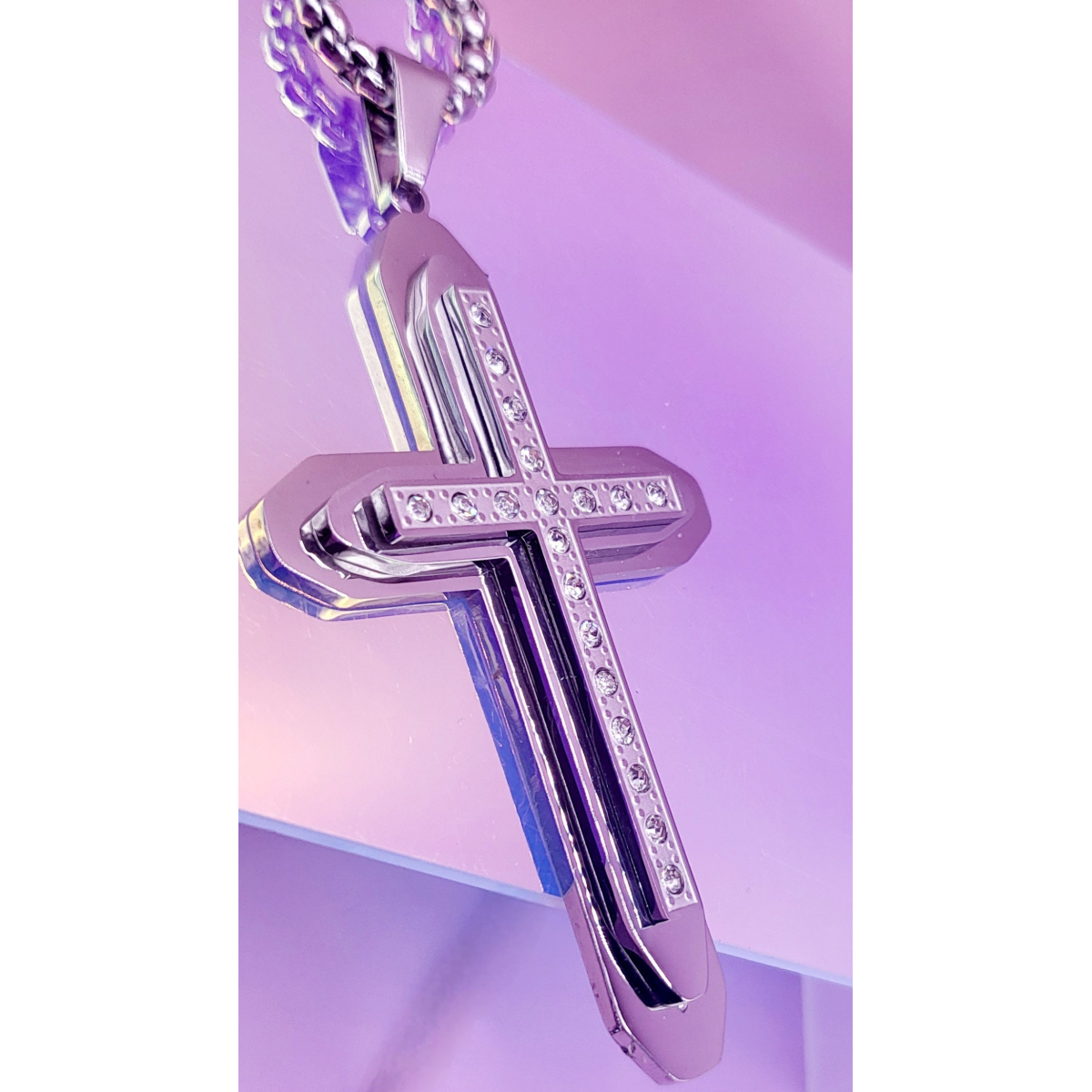 Two Tone Cross Necklace