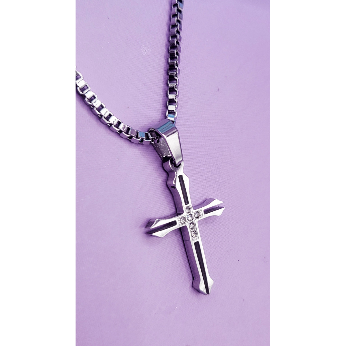 Modern Silver Cross Necklace