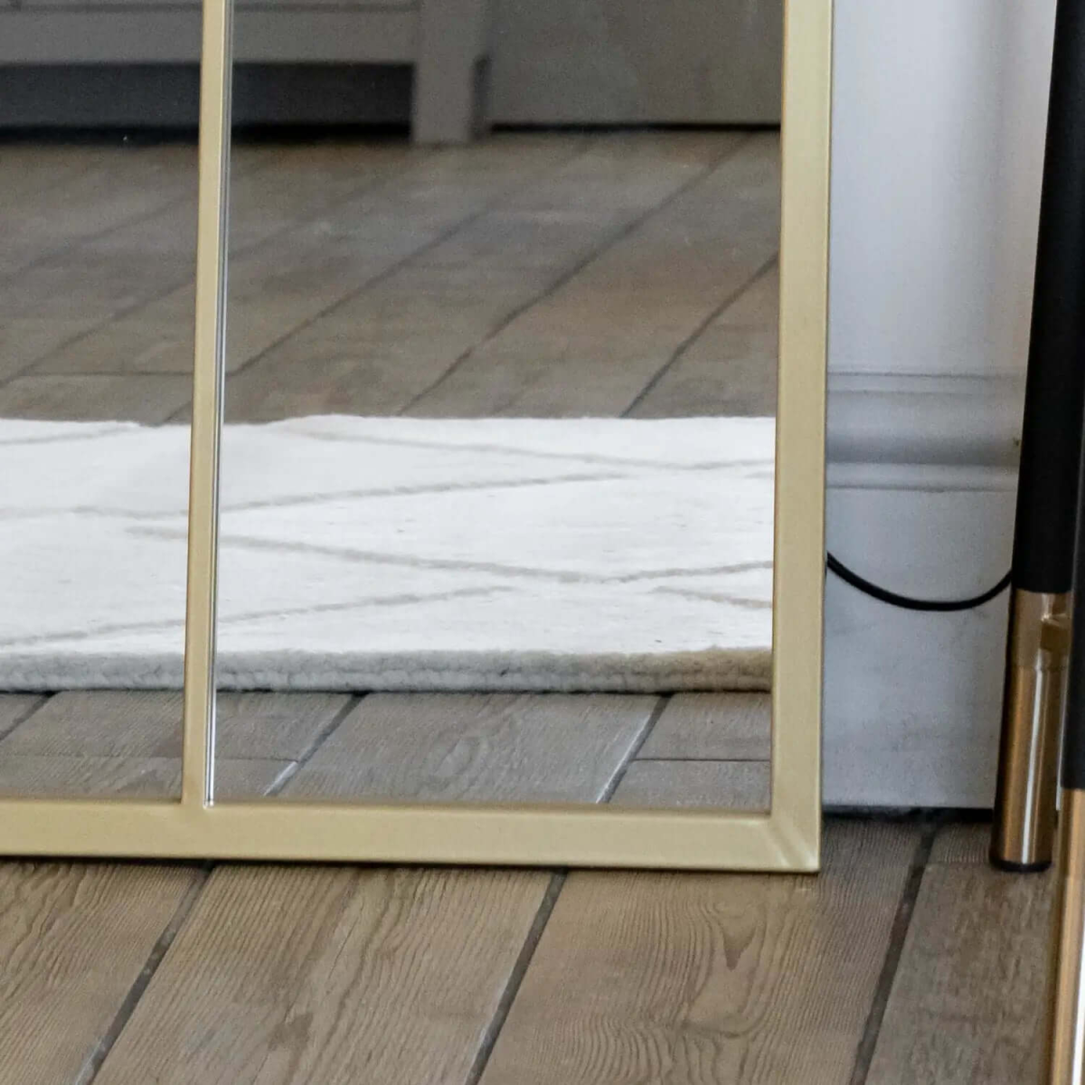 Tomi- Full Length Gold Metal Arched Lattice Window Mirror - 180cm x 105cm.