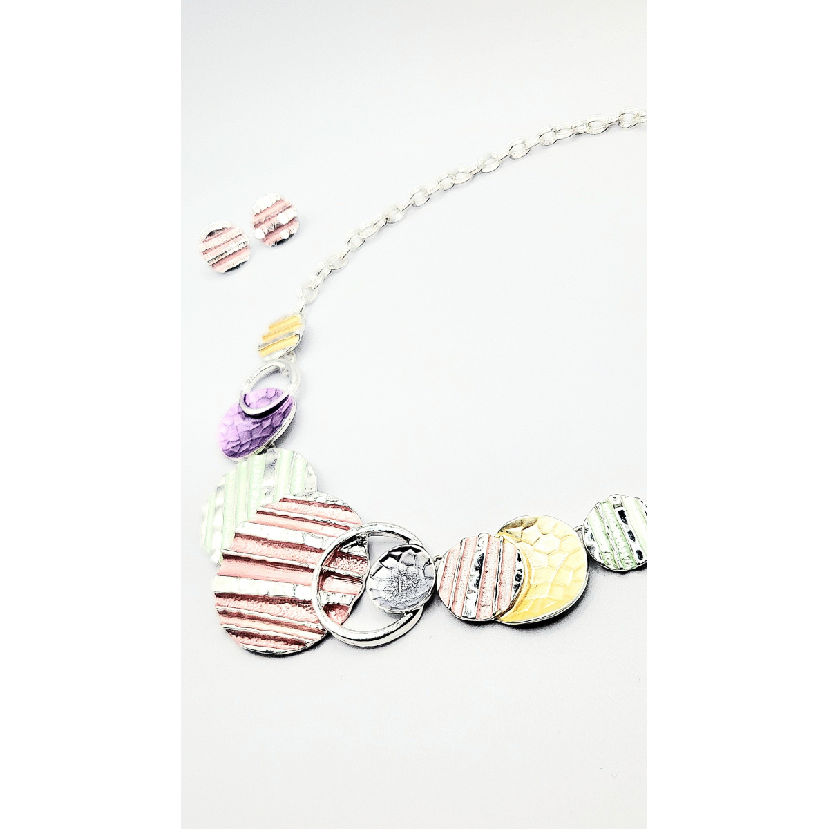 Abstract Disc Necklace & Earrings Set