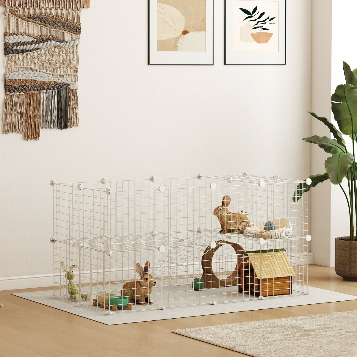 PawHut DIY Pet Playpen 36 Panel for Rabbit Chinchilla Hedgehog, White