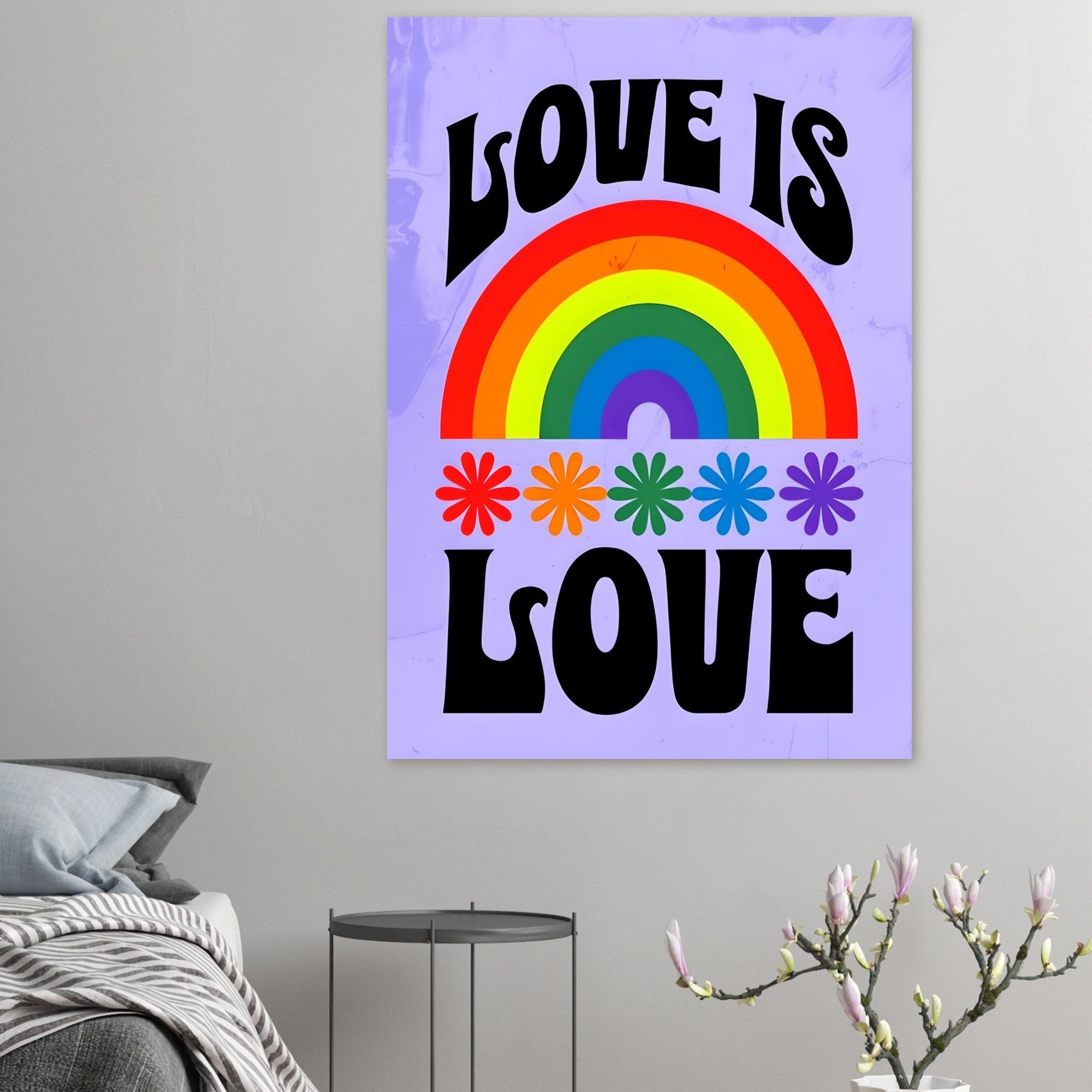 Love Is Love Rainbow Wall Art – Retro Pride Poster, 70s Style LGBTQ+ Equality Print