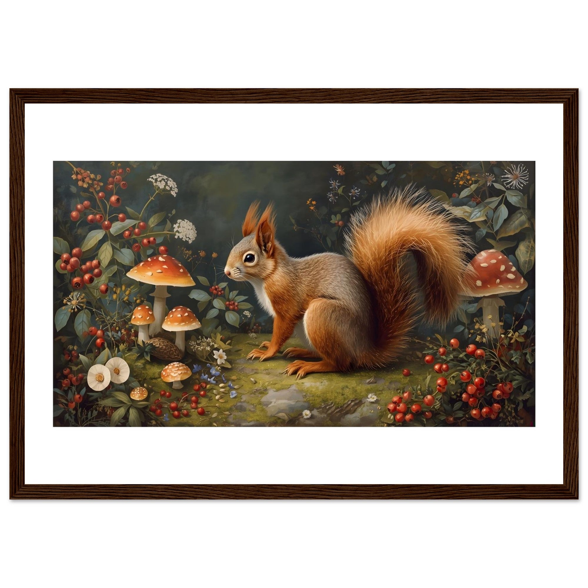Woodland Squirrel Framed Print – Rustic Nature Wall Art