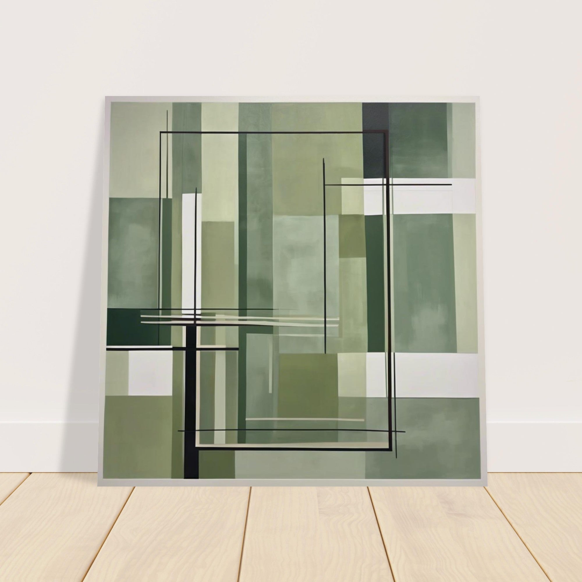 Sage Green Abstract Wall Art Print – Minimalist Geometric Poster, Modern Neutral Scandinavian Living Room Decor