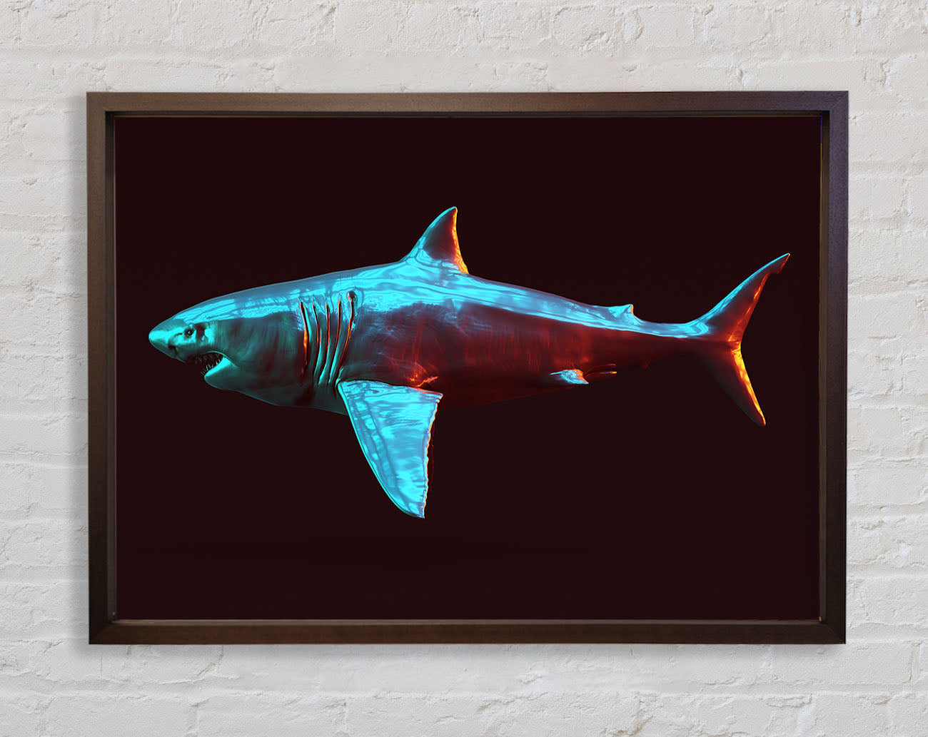 Blue shark in the deep sea Framed Wall Art