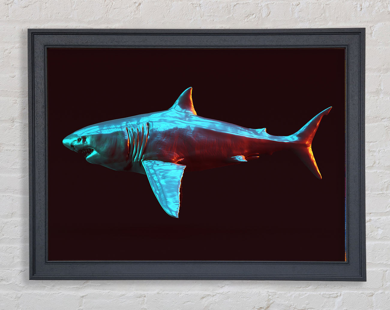 Blue shark in the deep sea Framed Wall Art