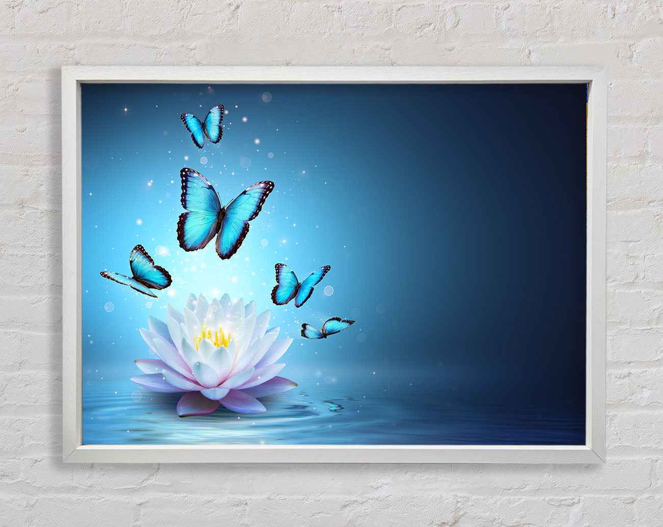 Butterflies above the lilly Framed Wall Art