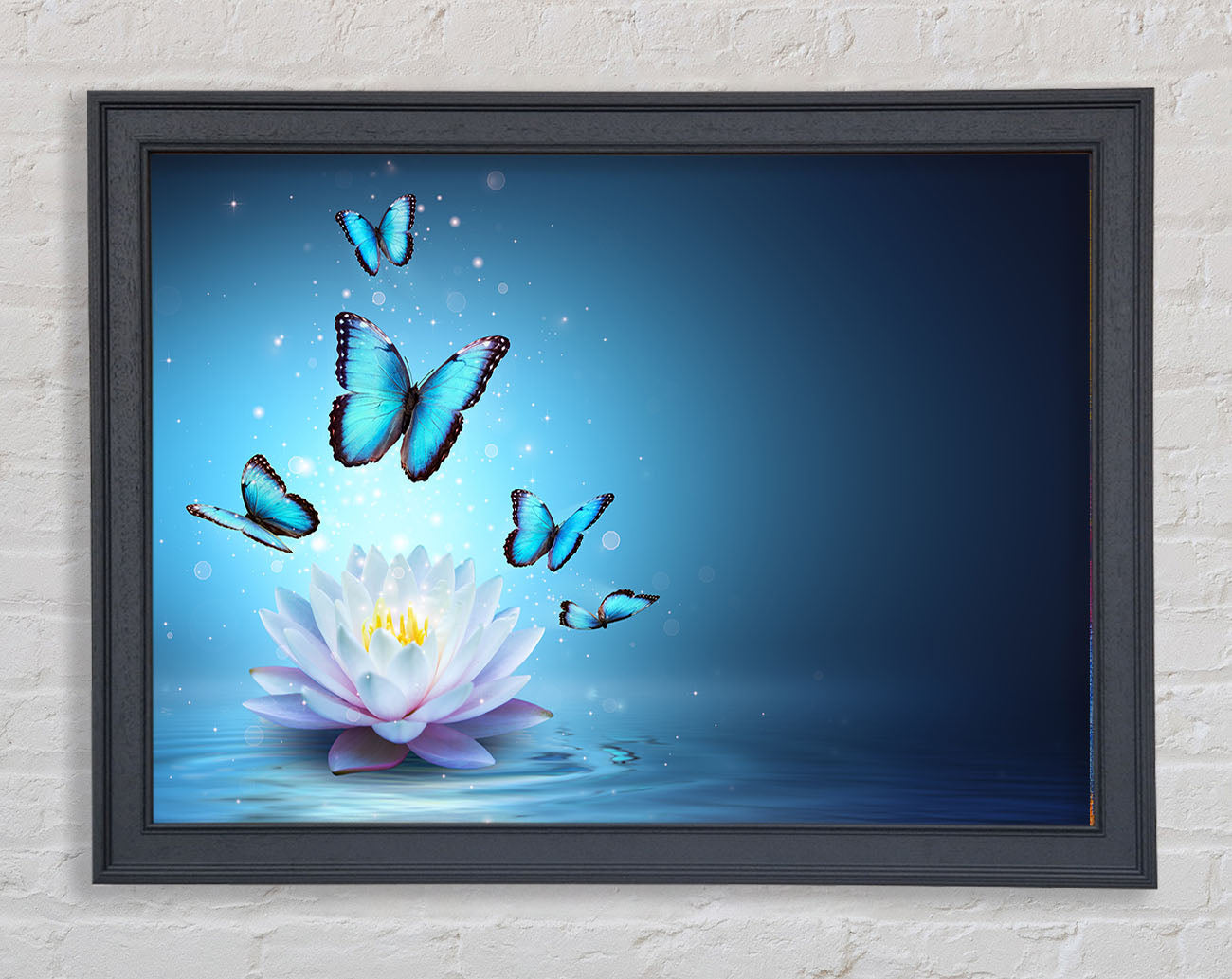 Butterflies above the lilly Framed Wall Art