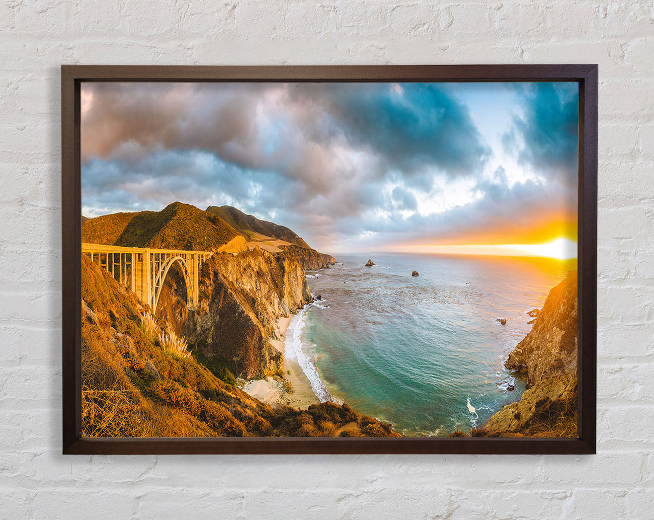 Bridge over the cliffs and cove Framed Wall Art