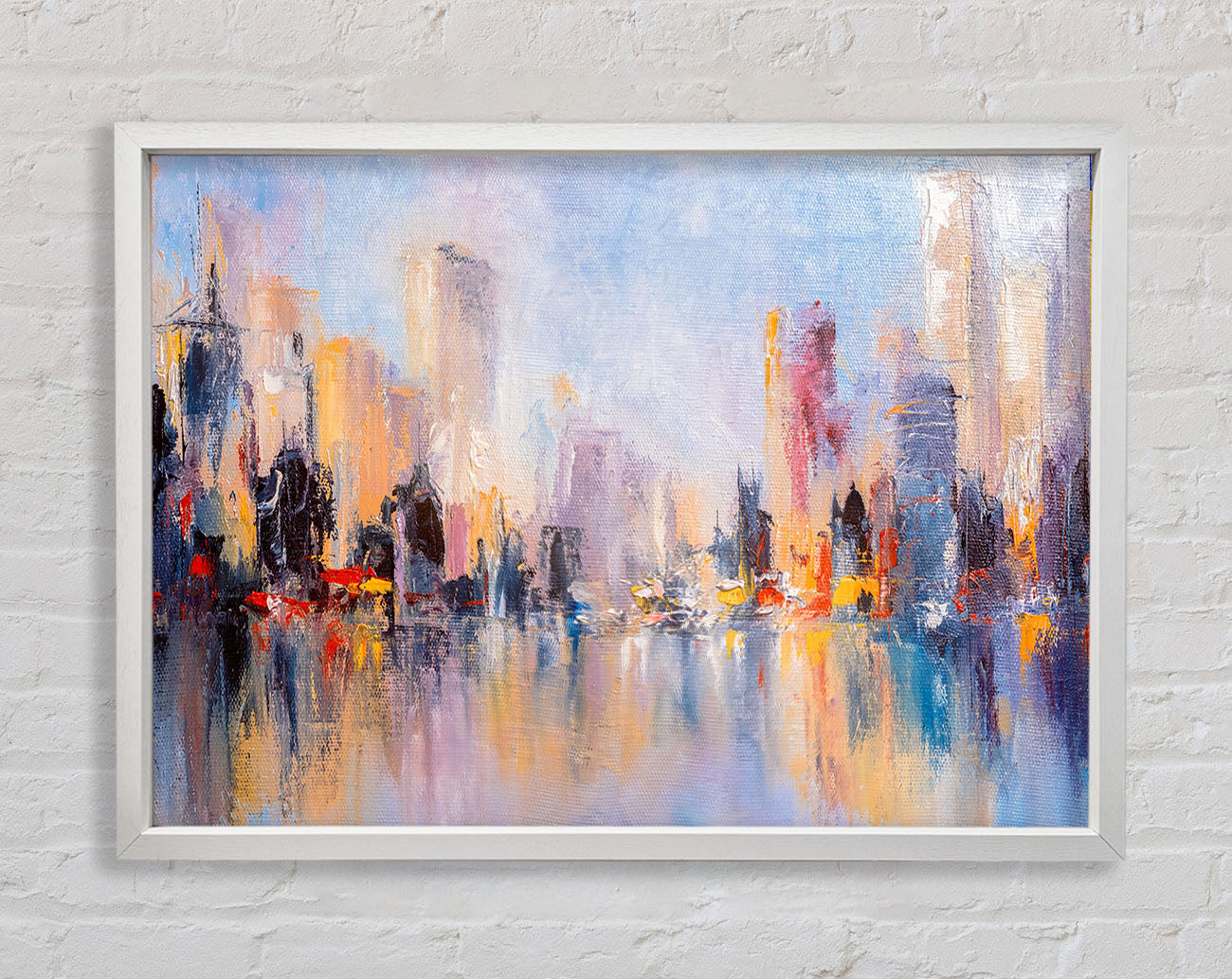 City in acrylic paints Framed Wall Art
