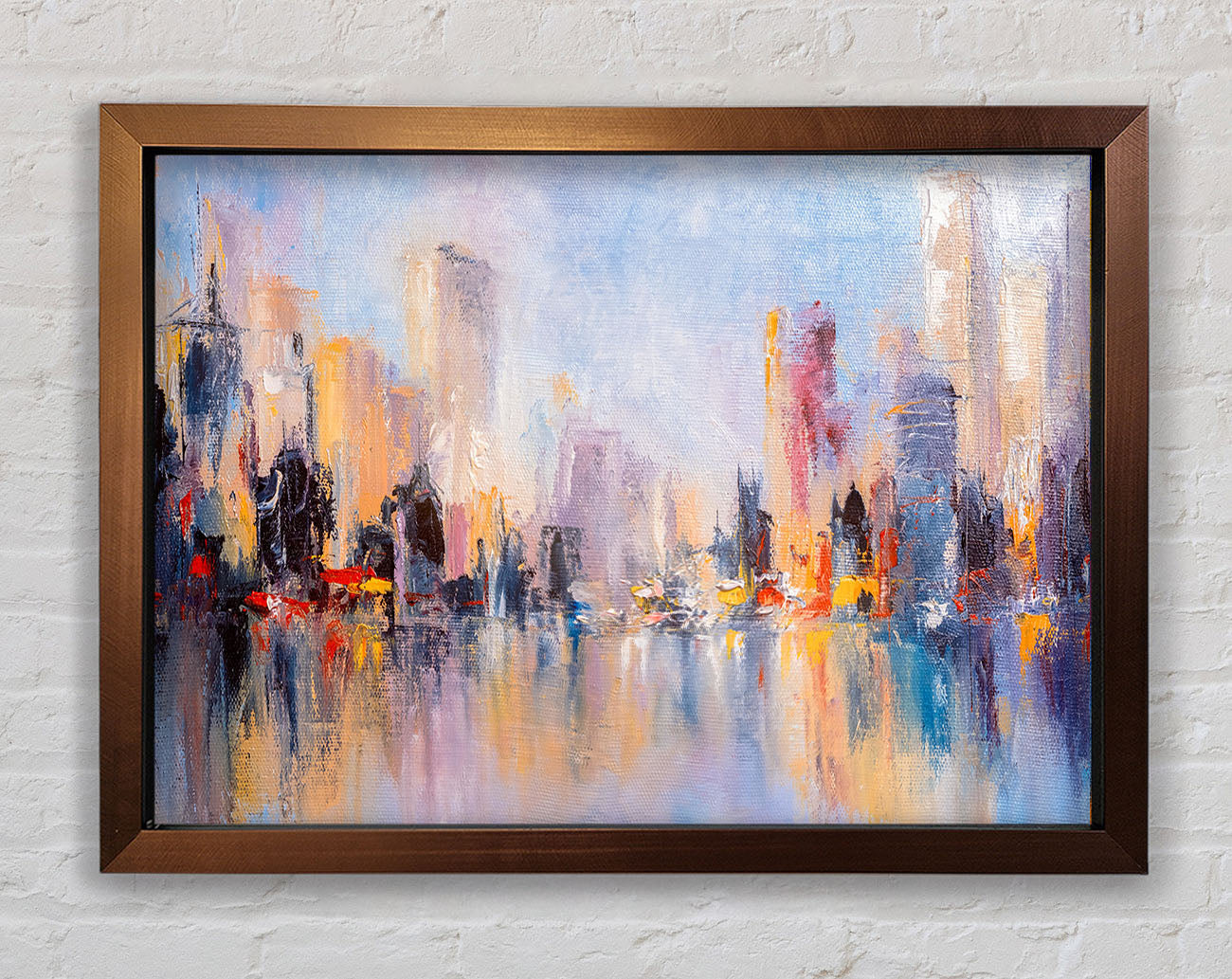 City in acrylic paints Framed Wall Art
