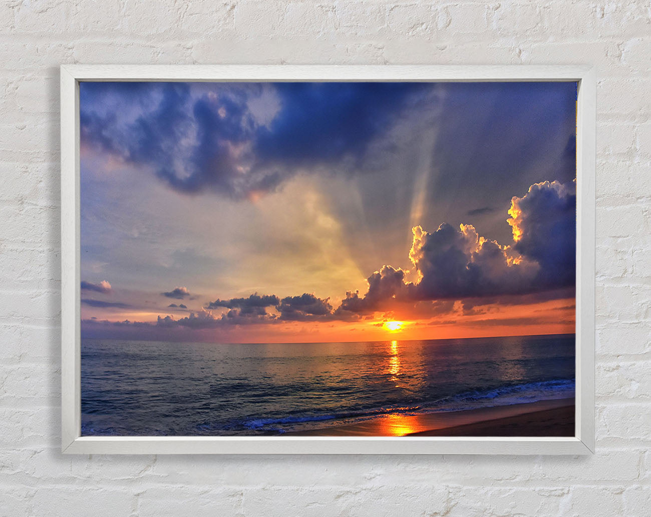 British sunset of the coast of frinton Framed Wall Art