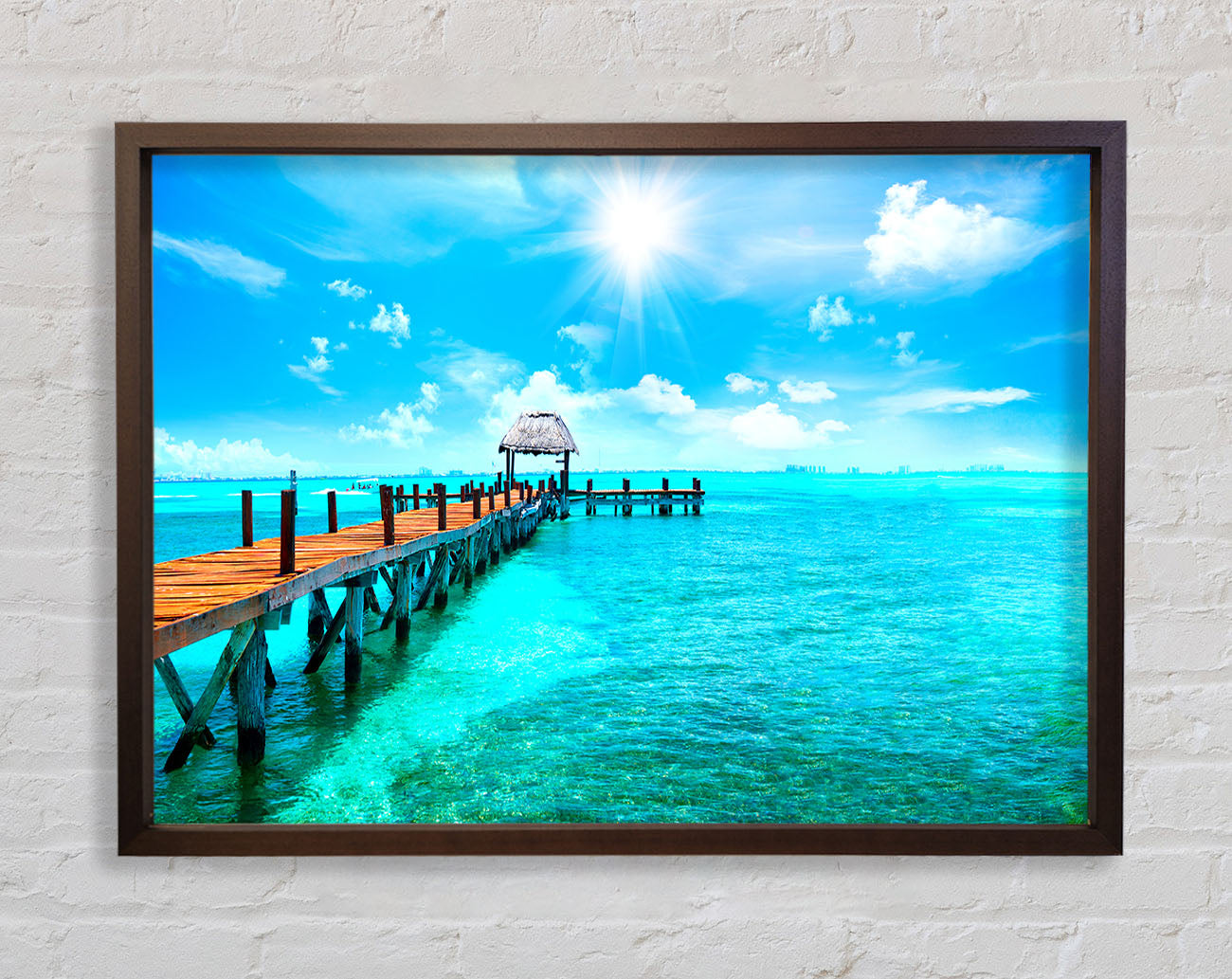 Blue rays on the pier Framed Wall Art