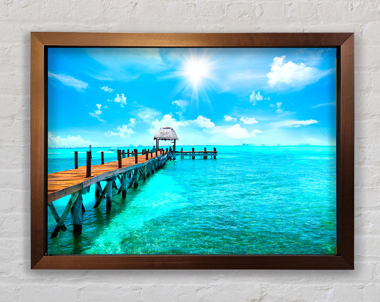 Blue rays on the pier Framed Wall Art