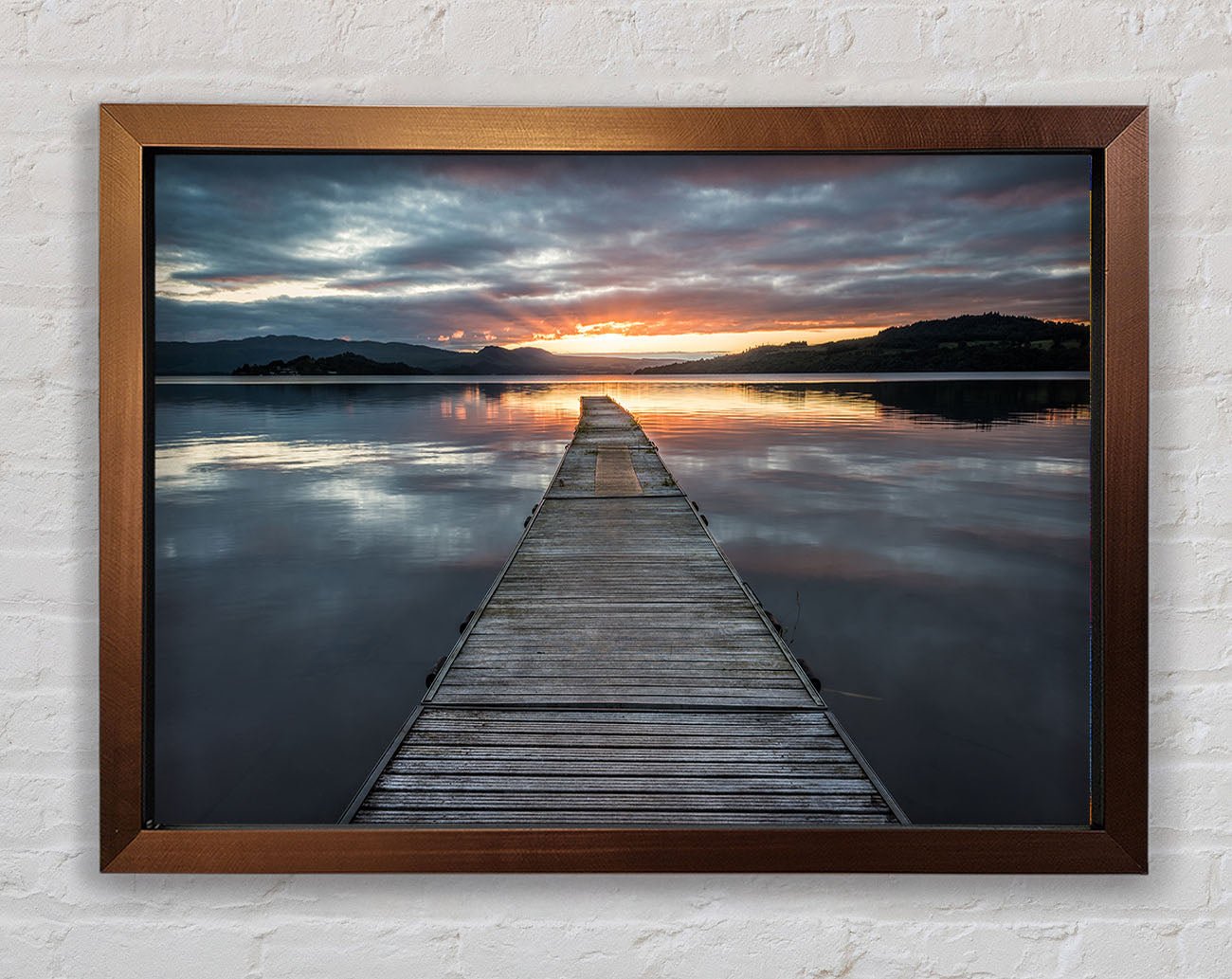 Bridge on the water sun Framed Wall Art