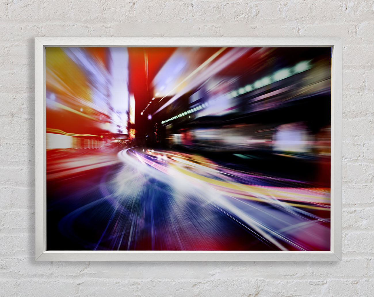 City in a blur colourful light Framed Wall Art