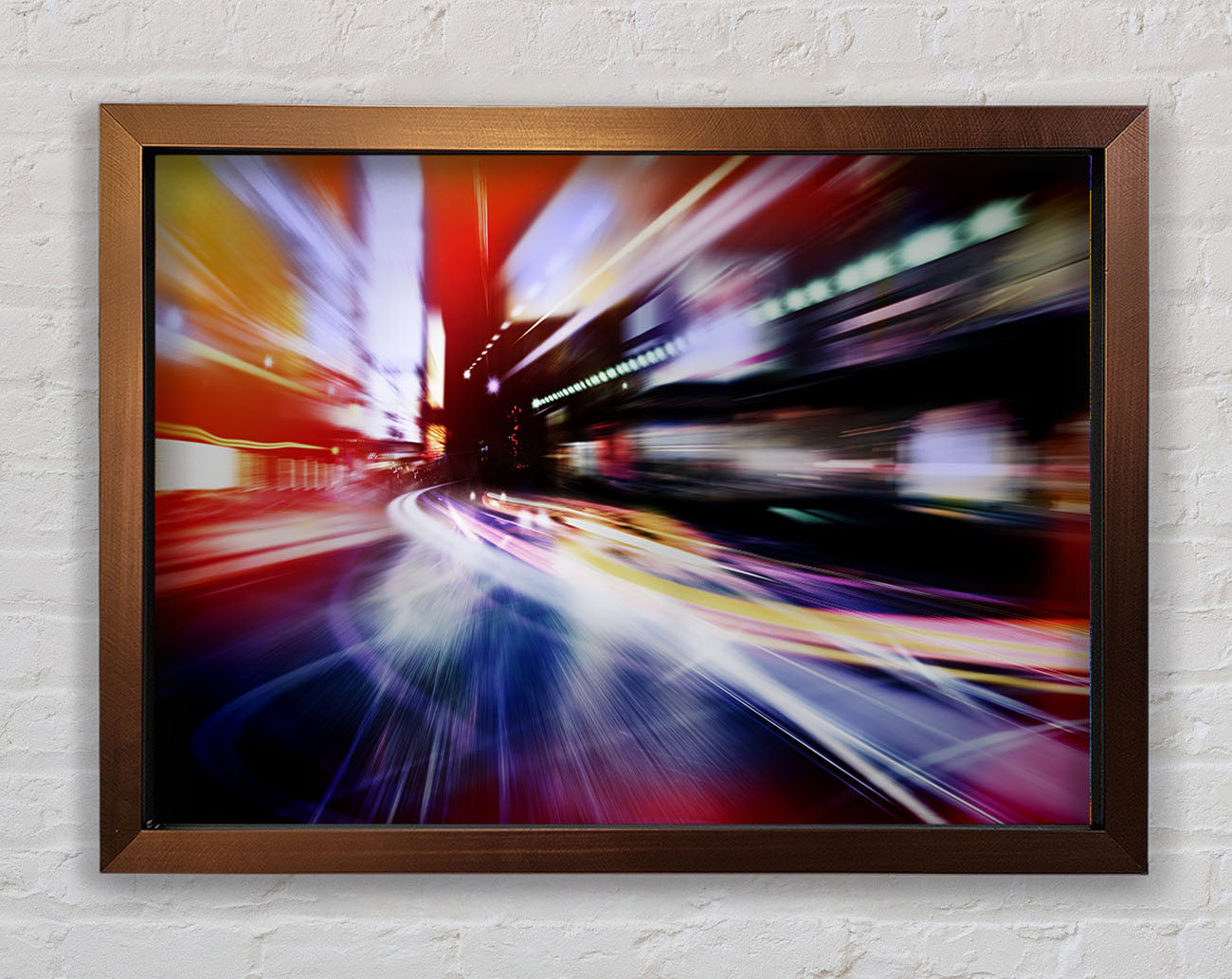 City in a blur colourful light Framed Wall Art