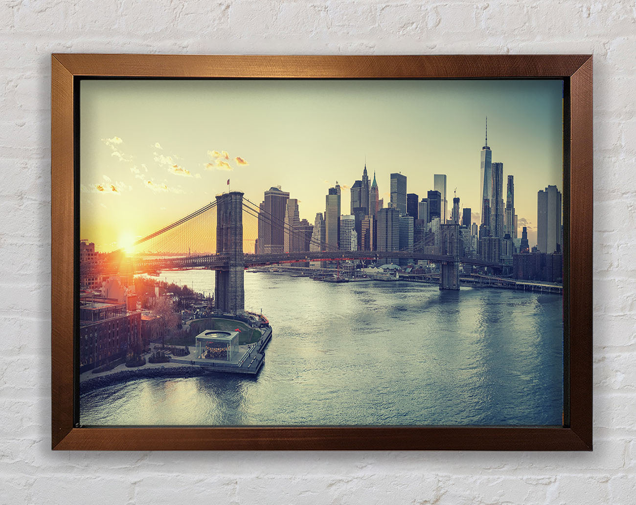 Bridge in New york over the water Framed Wall Art