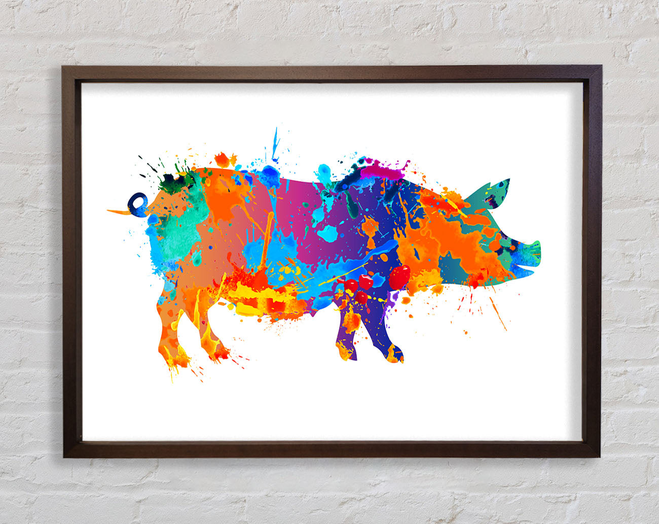 Colour splash Pig Framed Wall Art