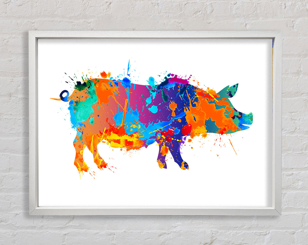 Colour splash Pig Framed Wall Art