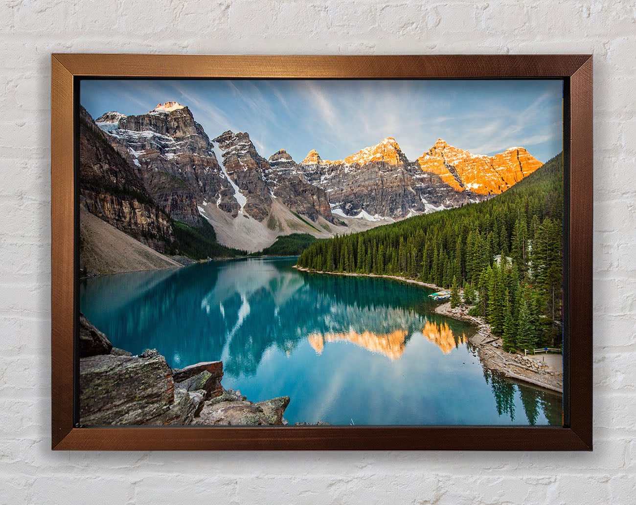 Crystal clear lake in the mountain range Framed Wall Art