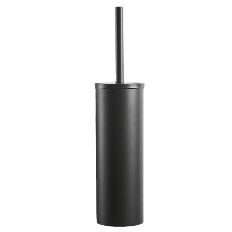Toilet Bowl Brush and Holder, Stainless Steel Handle Toilet Cleaner Brush with Lid and Durable Scrubbing Bristles for Bathroom Cleaning (Black -
