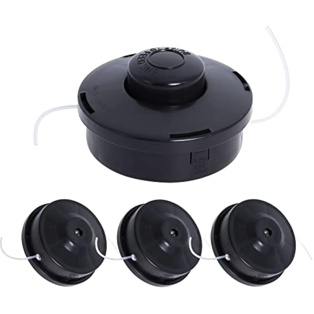 Poweka Universal Strimmer Head, 4 Pack Petrol Strimmer Replacement Head Dual 2 Line Petrol Strimmer Trimmer Brushcutter Bump Feed Spool Head, M10 x 1.25 LHF