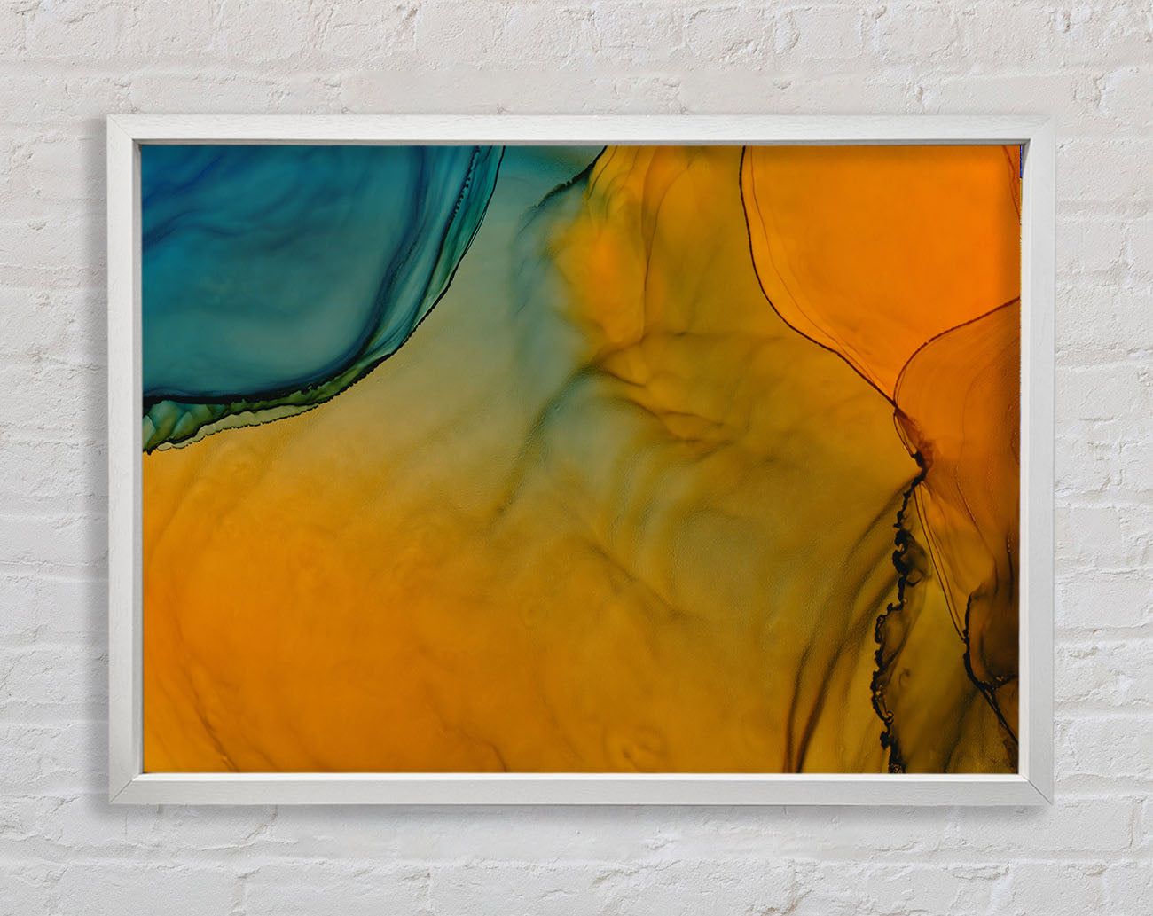 Blue And Yellow Flow Framed Wall Art