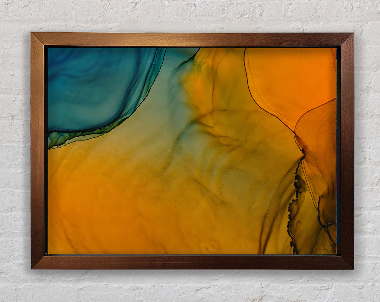 Blue And Yellow Flow Framed Wall Art