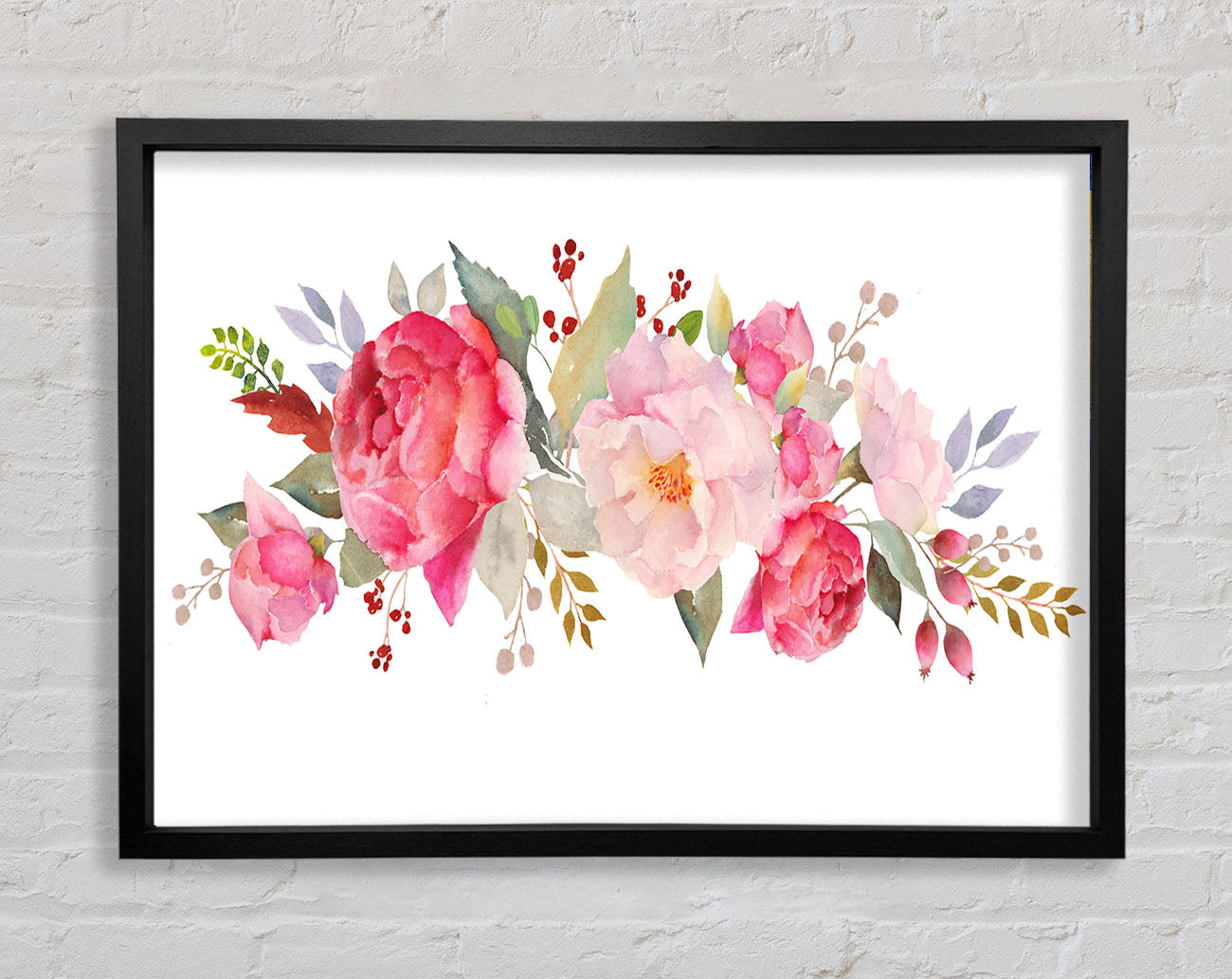 Bouquet Of Pink And Peach Flowers Framed Wall Art