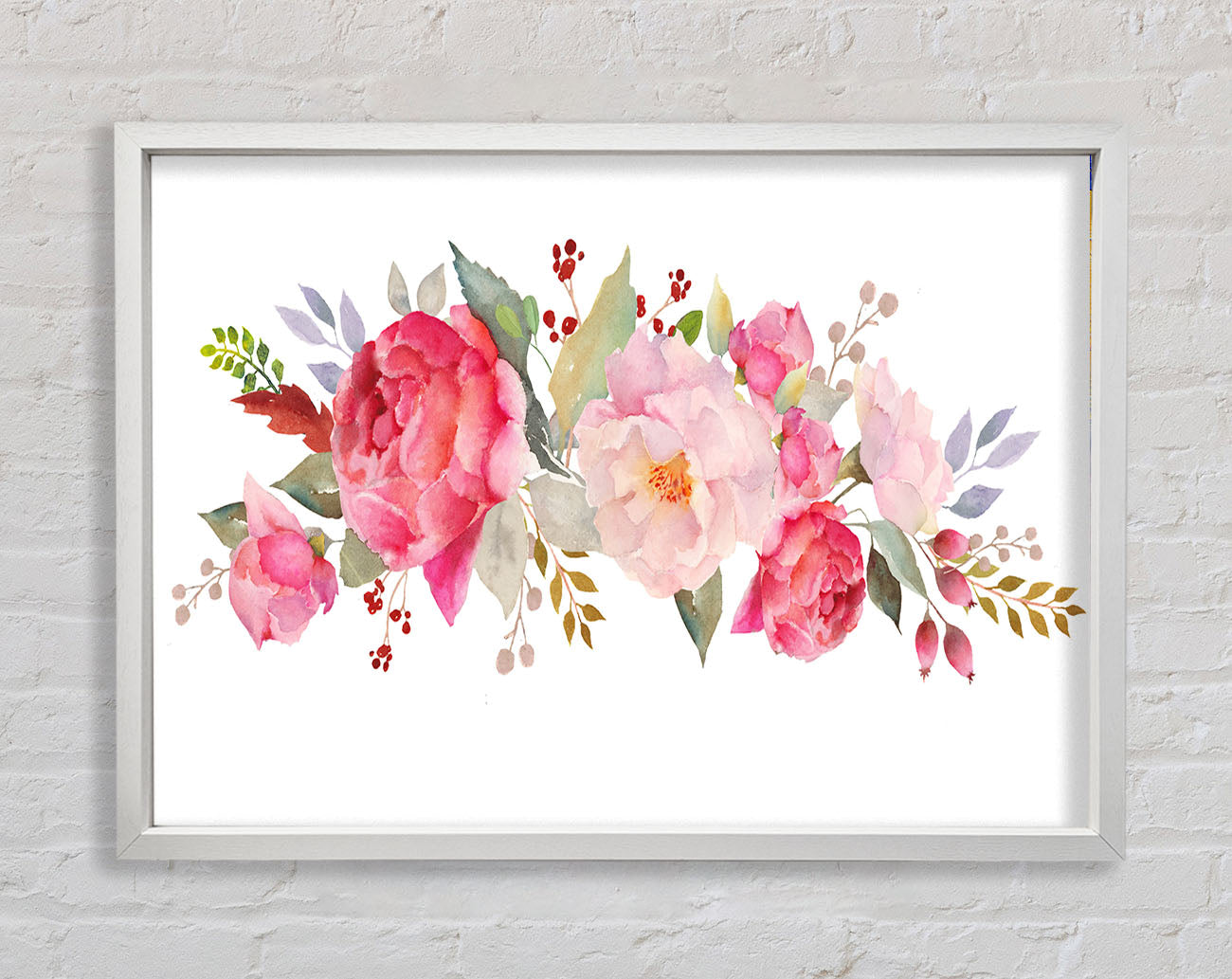 Bouquet Of Pink And Peach Flowers Framed Wall Art