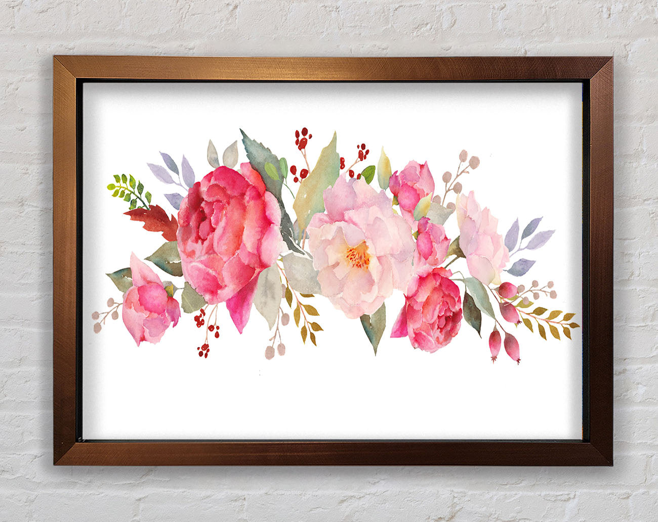 Bouquet Of Pink And Peach Flowers Framed Wall Art