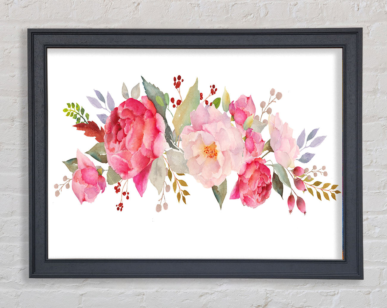 Bouquet Of Pink And Peach Flowers Framed Wall Art