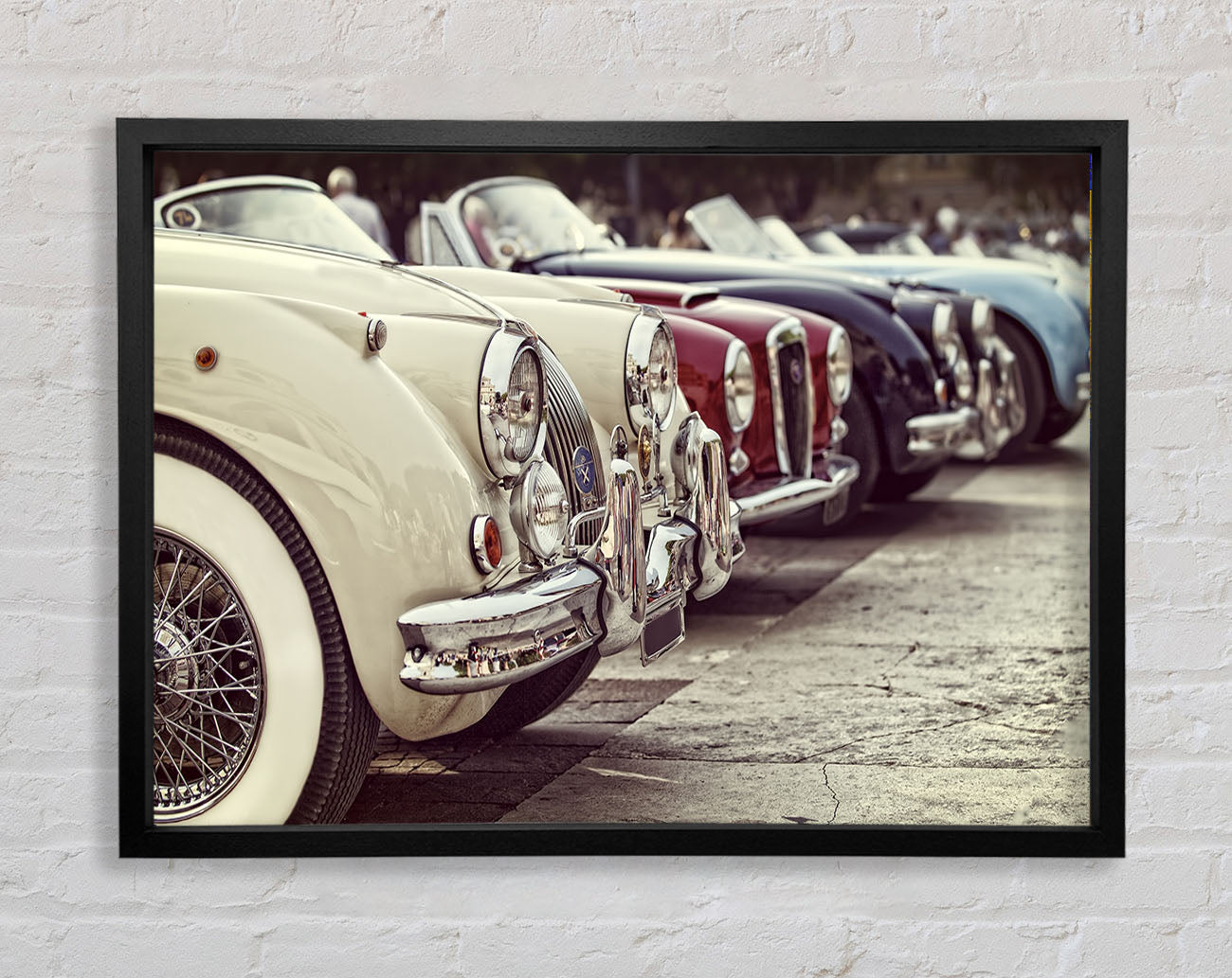 Classic Cars In A Row Framed Wall Art