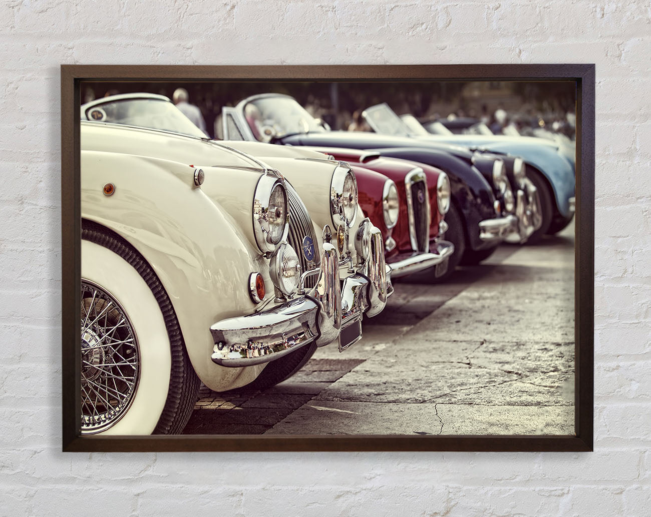 Classic Cars In A Row Framed Wall Art