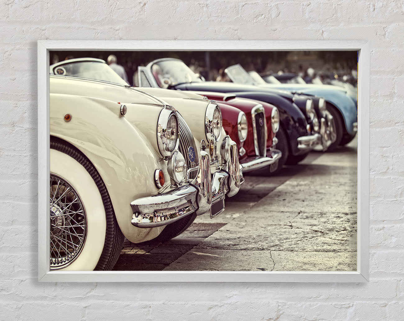 Classic Cars In A Row Framed Wall Art
