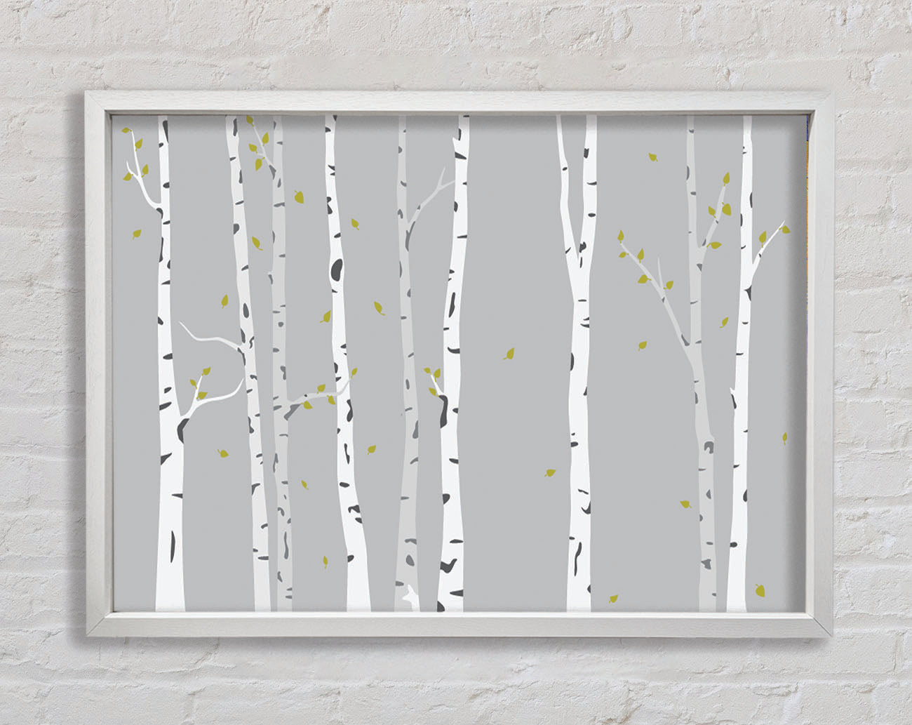 Birch Trees On Grey Framed Wall Art