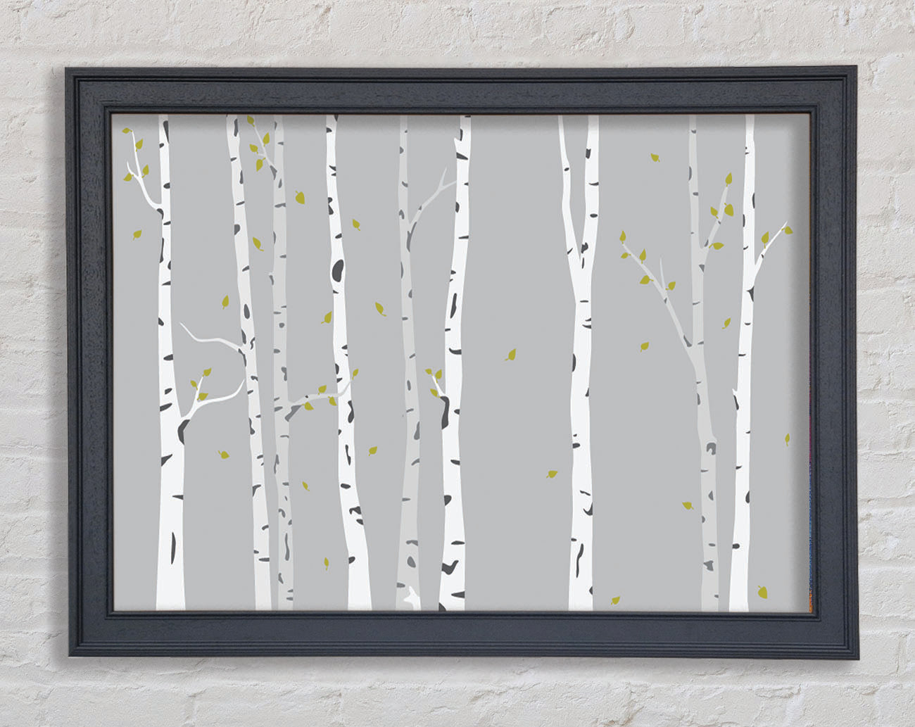 Birch Trees On Grey Framed Wall Art