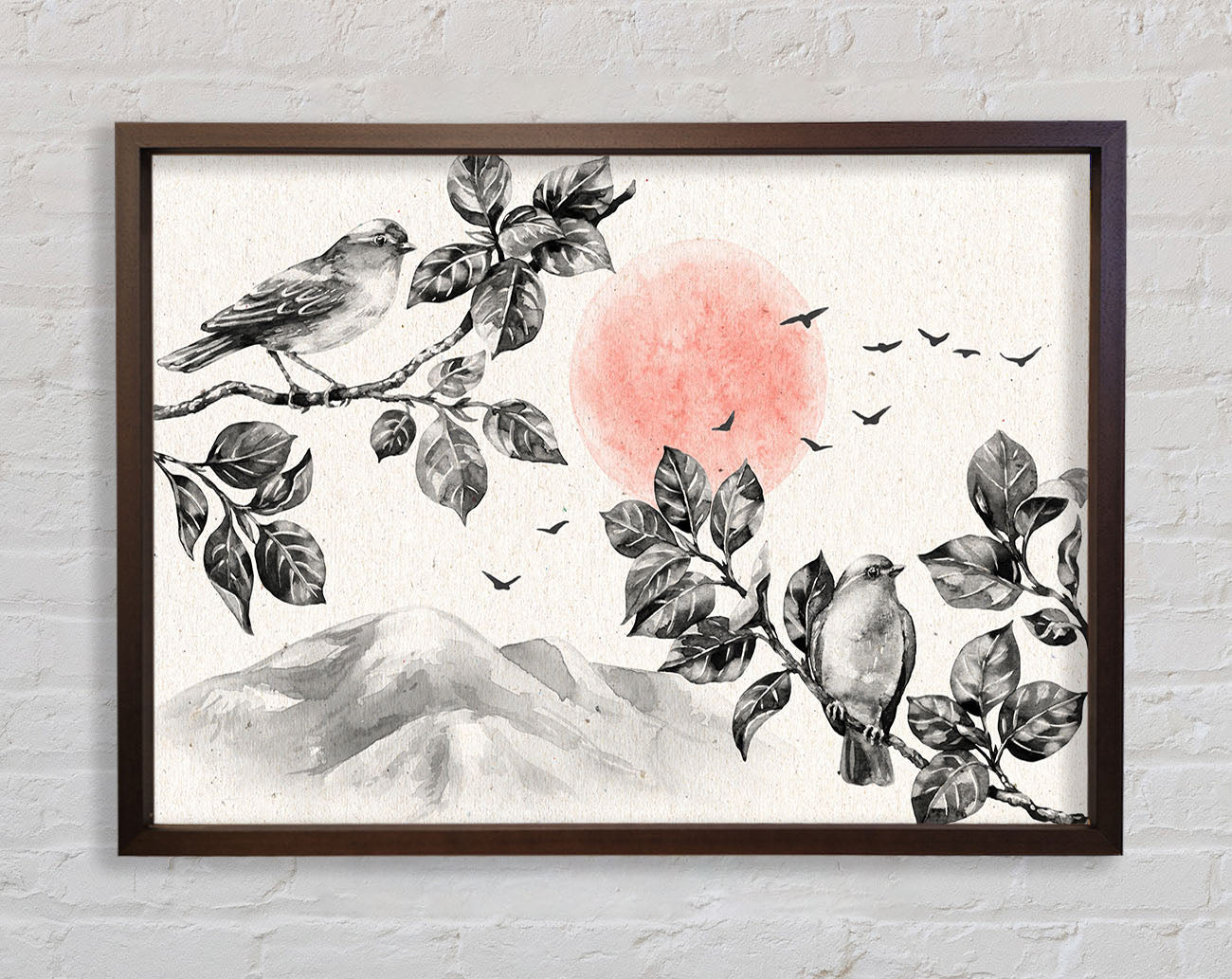 Branches Over The Japanese Sunet Framed Wall Art